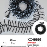 Catena luminosa da 43 metri con 2000 LED luce fredda per uso interno/esterno funzione timer on/off 8 giochi di luce