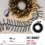 Catena luminosa da 43 metri con 2000 LED luce calda per uso interno/esterno funzione timer on/off 8 giochi di luce
