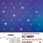 Tenda luminosa 5 metri con 210MAXI LED totali (182 luce multicolore fissa+28 luce intermittente bianca con flash) ip44 per uso interno esterno