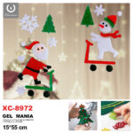 Adesivo in gel per decorazioni natalizie tema Babbo Natale e Pupazzo di Neve dimensione 15x55 cm ideale da attaccare su finestre e vetrine