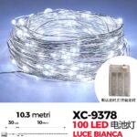Catena luminosa 100 microLED REFLEX luce bianca fissa e intermittente da 10,3 metri alimentazione a pile per uso interno con funzione timer on-off