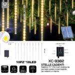 Catena luminosa 2metri stelle cadenti da 180LED luce CALDA energia solare con picchetto per uso interno/esterno