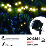 Catena luminosa picchetto solare 10 lucciole LED luce CALDA 8 giochi luce e funzione timer on-off