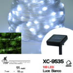 Catena luminosa da 11 metri a pannello solare picchetto 100 LED LUCE BIANCA con 8 giochi luce e funzione timer on-off