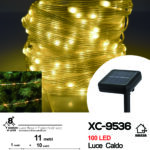 Catena luminosa da 11 metri a pannello solare picchetto 100 LED LUCE CALDA con 8 giochi luce e funzione timer on-off