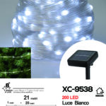 Catena luminosa da 21 metri a pannello solare picchetto 200 LED LUCE BIANCA con 8 giochi luce e funzione timer on-off