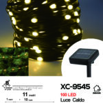 Catena luminosa da 11 metri a pannello solare picchetto 100 LED LUCE CALDA con 8 giochi luce e funzione timer on-off