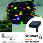 Catena luminosa da 11 metri a pannello solare picchetto 100 LED LUCE MULTICOLOR con 8 giochi luce e funzione timer on-off