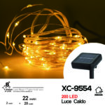 Catena luminosa pannello solare 200 MicroLED LUCE CALDA con 8 giochi luce e funzione timer on-off