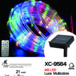 Tubo trasparente luminoso da 21 metri a pannello solare picchetto 400 LED LUCE MULTICOLOR con telecomando 8 giochi luce e funzione timer on-off