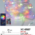 Catena luminosa 21 metri da 200LED RGB con controllo app o telecomando 8 giochi luce
