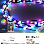 Catena luminosa 100 LED RGB lunghezza 11 metri controllo tramite app o telecomando 8 giochi luce