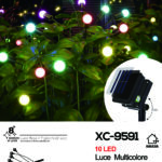 Catena luminosa picchetto solare 10 lucciole LED MULTICOLOR 8 giochi luce e funzione timer on-off