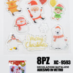 8 Adesivi in gel per decorazioni natalizie forme personaggi natalizi dimensione 20x24cm ideale da attaccare su finestre e vetrine