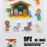 9 Adesivi in gel per decorazioni natalizie figure religiose natalizi dimensione 20x24cm ideale da attaccare su finestre e vetrine