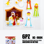 6 Adesivi in gel per decorazioni natalizie figure religiose natalizi dimensione 20x24cm ideale da attaccare su finestre e vetrine