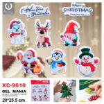 8 Adesivi in gel per decorazioni natalizie forme personaggi natalizi dimensione 20x25,5cm ideale da attaccare su finestre e vetrine