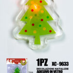 Adesivo Natalizio in gel a forma alberello addobbato con luce calda dimensioni 8,5x6,5cm