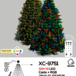 Albero di Natale con puntale stella altezza 2 metri con illuminazione smart 330 luci colorate LED controllo tramite app o telecomando