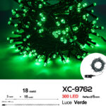 Catena luminosa 300 LED luce verde da 18 metri con 8 giochi di luce ip44 per uso interno esterno