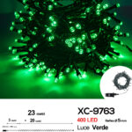 Catena luminosa 400 LED luce verde da 23 metri con 8 giochi di luce ip44 per uso interno esterno