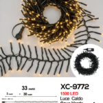 Catena luminosa da 33 metri con 1500 LED luce calda per uso interno/esterno funzione timer on/off 8 giochi di luce