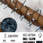 Catena luminosa 50 LED luce bianca da 5,3 metri alimentazione a batterie (non incluse) per uso interno funzione timer on/off