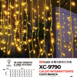 Tenda luminosa natalizia da 3 metri 300 LED luce calda con flash intermittente alimentazione a corrente con 8 giochi luce indicato per uso interno/esterno con funzione timer on/off