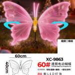 Figura luminosa Farfalla Trasparente LED Luce Calda+Rosa IP65 per uso esterno dimensione 60x40cm
