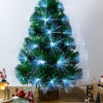 Albero in fibra ottica 55 LED luce Bianca , con controller a 8 funzioni, 60 cm, base legno