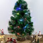 Albero in fibra ottica 55 LED luce multicolor , con controller a 8 funzioni, 60 cm, base legno