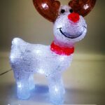 Cervo, 18 LED, linea trasparente,  luce bianca, 25cm