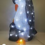 Pinguino con figlio , linea trasparente, 48 cm 60LED, luce Bianca