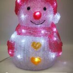 Pupazzo di Neve  , linea trasparente, 30 LED luce Bianca, 26 cm , con vano batteria impermeabile