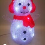 Pupazzo di Neve, luminoso linea trasparente, 16 LED , luce Bianca, 24 cm, con vano batteria impermeabile