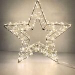 Stella 3D filo di rame Argentato, 300 LED cavo trasparente ,filo di acciaio sfaccettato, 25 cm