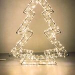 Albero 3D filo di rame Argentato, 400 LED luce Calda ,cavo trasparente ,filo di acciaio sfaccettato, 30 cm