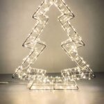 Albero 3D filo di rame Argentato, 1000 LED luce Calda ,cavo trasparente ,filo di acciaio sfaccettato, 60 cm