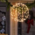 Lampada pieghevole a Sfera con filo di rame argentato ,  120 LED luce Calda, 30 cm di diametro