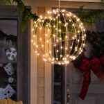 Lampada a Sfera pieghevole filo in Rame Argento da 360 LED, luce calda ,con 50 cm di diametro