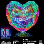 Cuore Luminoso 100LED,con pellicola Iridescente, luce Bianca, 25 cm, attacco USB