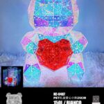 Orsetto con Cuore con pellicola Iridescente, 150 LED, luce bianca, 25cm, attacco USB