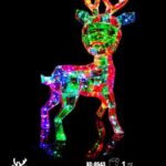 Cerbiatto con pellicola Iridescente, 60 LED , luce RGB, 60 cm, attacco USB