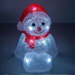 Pupazzo di Neve , luminoso linea trasparente, 15 LED , luce Bianca, 15cm, con vano batteria impermeabile