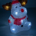 Renna , luminoso linea trasparente, 30 LED , luce Bianca, 15cm, con vano batteria impermeabile