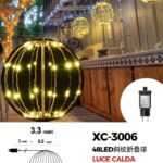 Lampada a Sfera pieghevole cornice Marrone  , cavo Marrone  da 48 LED, luce calda ,con 30 cm di diametro