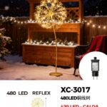 Lampada a Soffione color oro champagne 480 LED REFLEX Luce Calda+ caldo intermittente, 150 cm