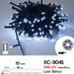 Catena luminosa 1000 LED luce bianca da 53 metri con 8 giochi di luce e telecomando ip44 per uso interno esterno
