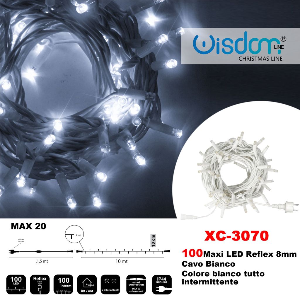 xc-3070 Catena 100 MAXILED luce bianca intermittente, cavo bianco - immagine 1
