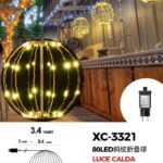 Lampada a Sfera pieghevole cornice Marrone  , cavo Marrone  da 80 LED, luce calda ,con 40 cm di diametro